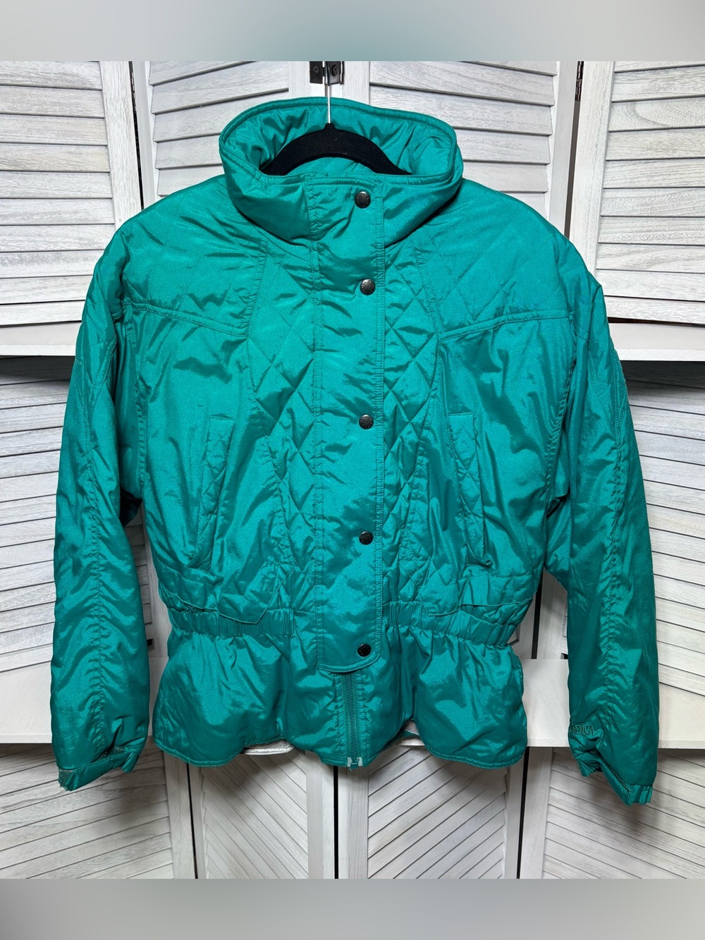 Vintage Nordica Teal Quilted Winter Ski Jacket Puffer Coat Women's Size 8